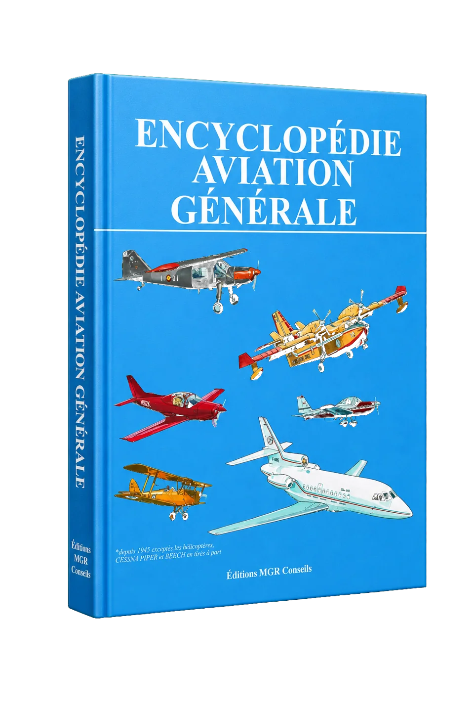 Encyclopédie Aviation générale, couverture bleue illustrée d’avions